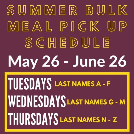 Summer Bulk Meal Pick Up Schedule Lake Hamilton School District